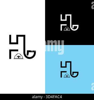 simple hammer helmet logo design book Stock Vector