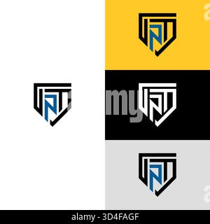 Modern INT Monogram Shield Logo Concept Stock Vector