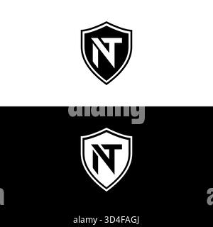 Modern INT Monogram Shield Logo Concept Stock Vector