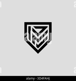 Modern INT Monogram Shield Logo Concept Stock Vector