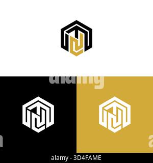 Modern INT Monogram Shield Logo Concept Stock Vector