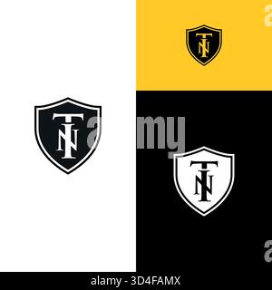 Modern INT Monogram Shield Logo Concept Stock Vector