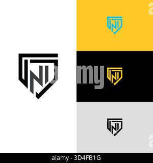 Modern ND Monogram Shield Logo Concept Stock Vector