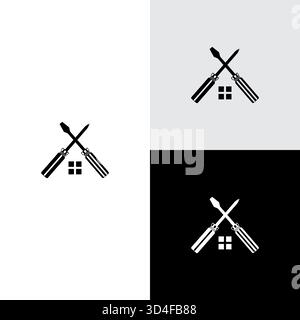 screwdriver wrench repair tool with simple style Stock Vector
