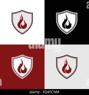 fire extinguisher shield logo design Stock Vector