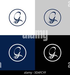 letter g simple blue water design Stock Vector