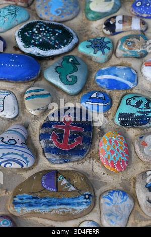 Painted seaside pebbles Stock Photo