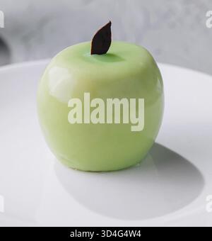 Food, Apple shaped mousse cake on plate Stock Photo