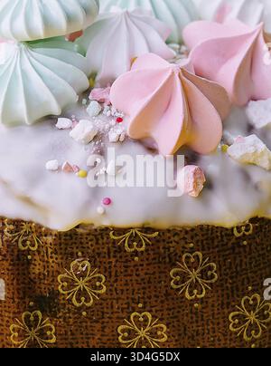 Food, Traditional Easter cakes with meringue close up Stock Photo
