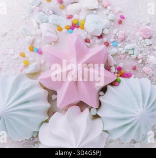 Food, Traditional Easter cakes with meringue close up Stock Photo