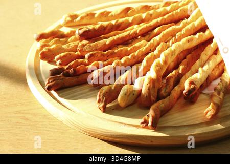 Food, Cheese stick, Breadsticks with cheese, isolated on white background Stock Photo