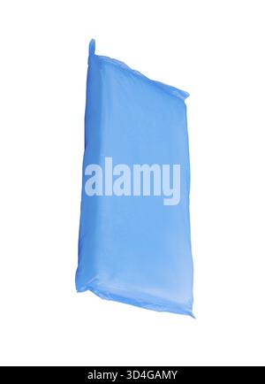 Food, Blue plastic garbage bags isolated on white background Stock Photo