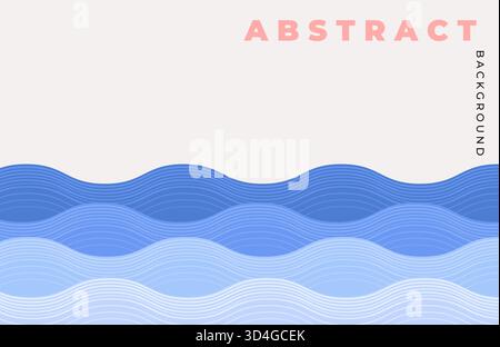 Abstract wave lines pattern background. Template for your design in japanese-style, blue line wavy concept. Minimal style backdrop, poster, flyer. Simple concept of sea or ocean. Vector illustration. Stock Vector