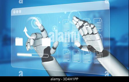 AI automating data synchronization and file management processes, optimizing transfer speed and ensuring seamless backup operations across systems Stock Photo