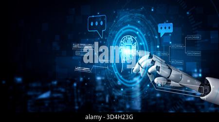 AI generating intelligent data connections and automating communication through neural processing to enhance insight creation and digital Stock Photo