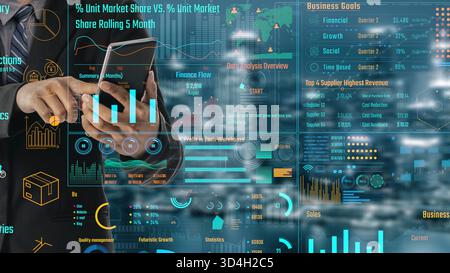 Data analytics and big data strategy for real-time analytics, predictive data modeling, business intelligence analytics, and data-driven decision Stock Photo