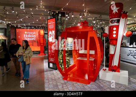 Macy's holiday decorations are always a popular tourist stop in Herald Square, New York City, USA  2025 Stock Photo