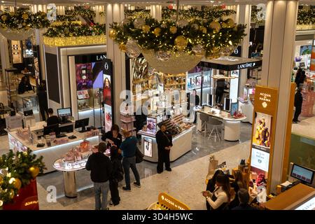 Macy's holiday decorations are always a popular tourist stop in Herald Square, New York City, USA  2025 Stock Photo