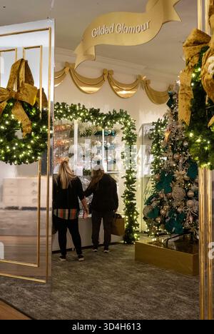 Macy's holiday decorations are always a popular tourist stop in Herald Square, New York City, USA  2025 Stock Photo