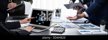 Cost reduction, cost saving concept shown on computer screen brisk, corporate business efficiently save cost and company resources by reduction of Stock Photo