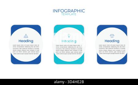 3 Step Modern Business Infographic Flowchart Template for Presentations, Reports, and Workflow Diagrams. Stock Vector