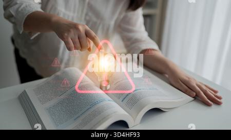 Cybersecurity alert warning showing red cyber for data breach, network threat, and cyber security system vulnerability with emphasis on security risk Stock Photo