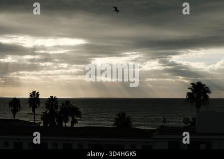 Dramatic cloudy sky with soft light tones Stock Photo