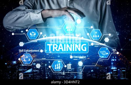 A digital training concept image featuring skill enhancement and ...
