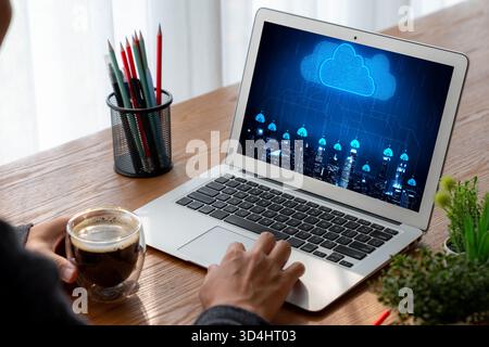Cloud computing software for modish remote work and personal data storage Stock Photo