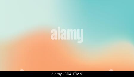 Abstract teal background with gradient texture. Blurred orange and blue spots over white backdrop Stock Vector