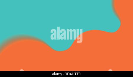 Teal and orange wavy background. Abstract blue liquid texture with blurred shape edges Stock Vector