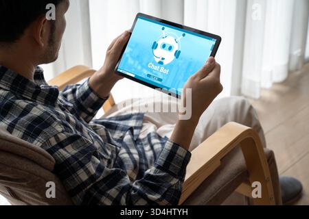 Chatbot software application for modish online business that automatically reply to customer questions Stock Photo