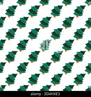 Christmas seamless pattern in hand-drawn style. Christmas trees. Print for design, textile, wallpaper, wrapping paper, decoration Stock Vector