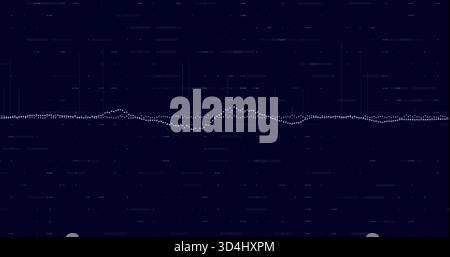 Displaying dotted data waveform running across navy display, featuring vertical bars and baseline Stock Photo