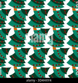 Christmas seamless pattern in hand-drawn style. Christmas trees. Print for design, textile, fabric, wallpaper, wrapping paper, decoration, etc Stock Vector