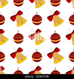 Christmas seamless pattern in hand-drawn style. Christmas bell. Print Stock Vector