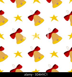 Christmas seamless pattern in hand-drawn style. Christmas bell. Print for design Stock Vector