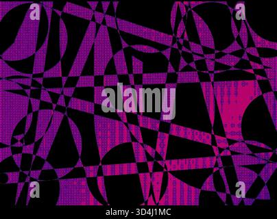 Composite image shows colors, angles, overlapping squares in a colorful bright pattern. Lines make pathways or trails. Iines can show circles and curves. Stock Photo