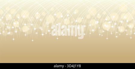 Seamless Vector Celebratory Mood Background Illustration With Shooting Stars, Abstract Luminous Halos, And Text Space. Horizontally Repeatable. Stock Vector