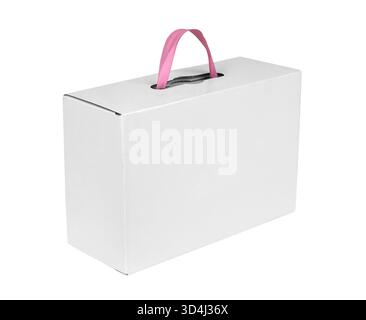 Paper box with handle isolated on white background Stock Photo