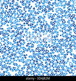 Abstract vector background. Tiny triangle size. Mono-tone style. Rounded triangular cells outlined. Repeatable composition. Blue depth. Stock Vector