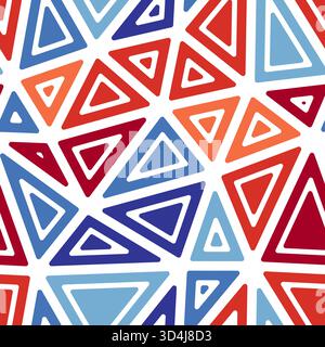 Minimal geometric background. Rounded solid shapes in frames. Big triangle size. Multiple colors style. Repeatable pattern. Awesome vector tiles. Stock Vector