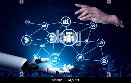 AI customer review analytics extract insights, improve satisfaction, and enhance service quality with predictive evaluation of feedback data. Entice Stock Photo