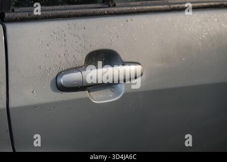 Gray Car Door Handle Keyless Entry Stock Photo