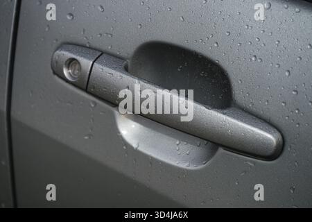 Gray Car Door Handle Keyless Entry Stock Photo