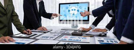 Chatbot software application for brisk online business that automatically reply to customer questions Stock Photo