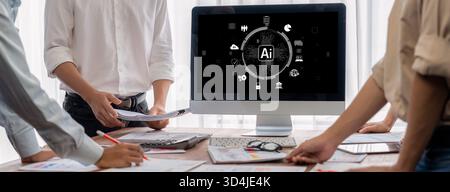 Generative AI virtual assistant tools for prompt engineer and user for ease of engage artificial intelligence AI technology help people to work with Stock Photo