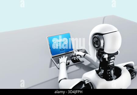 Software update on computer for modish version of device software upgrade Stock Photo