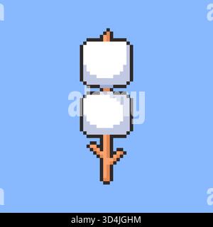 Pixel art Marshmallow on Stick game asset design Stock Vector