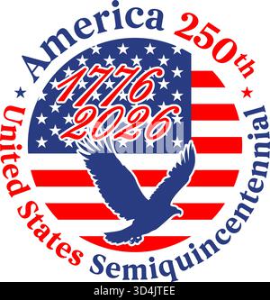 US fantasy badge for the 250th anniversary of the history of the United States of America, vector illustration Stock Vector